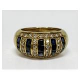 18K Gold Diamond & Sapphire Ring