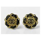 Vintage Chanel Logo & Ribbon Clip On Earrings