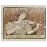 Paul Berthon "Lecons de Violon" Lithograph Poste