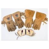 (2) Pairs of Native American Beaded Hide Gloves