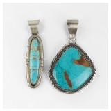 (2) Navajo Sterling & Turquoise Pendants