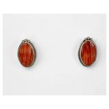 Navajo-Style Sterling & Coral Earrings