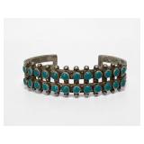 Zuni Sterling Silver & Turquoise Petit Point Cuff