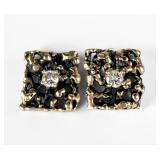 14K Gold Nugget & Diamond Earrings