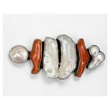 Mother of Pearl & Sterling Silver Brooch