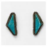 Frank Yazzie Navajo Sterling & Turquoise Earrings