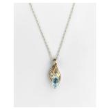 10K Yellow Gold & Blue Topaz Necklace