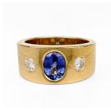 14K Yellow Gold Sapphire & Diamond Men