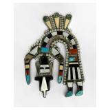 Zuni Silver & Multi-Stone Inlay Brooch
