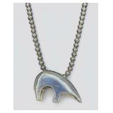 Zuni Silver Bear Pendant Necklace