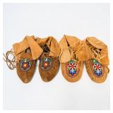 (2) Pairs of Native American Beaded Hide...