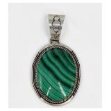 Pat Yazzie Sterling Silver & Malachite Pendant