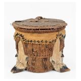 Native American Birch & Deer Hoof Lidded Box