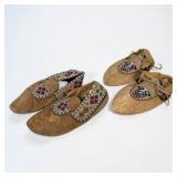 (2) Pairs of Native American Beaded Hide...