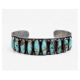 Vintage Silver & Turquoise Native American Cuff