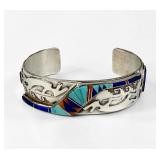 Danny Clark Sterling & Multi-Stone Inlaid Cuff
