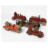 (5) Antique Cast Iron Firetrucks (I)