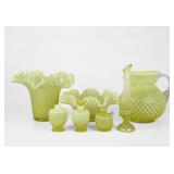 (7pcs) Uranium Glass Fenton Glassware