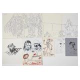 Group of Original Signed Comic Book Drawings
