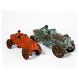(2) Antique Cast Iron Racing Toy Cars (C)