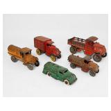 (5) Antique Cast Iron Toy Cars (F)