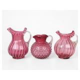 (3) Pink Fenton Glass Pitchers
