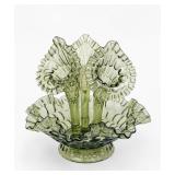 Fenton Colonial Green Thumbprint 3-Horn Epergne