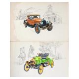 (2) Gale Hendrickson Car Paintings