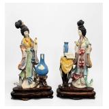 Pair of Chinese Painted Bone Figures