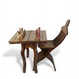 Syrian & Egyptian-Style Inlaid Game Table & Chair