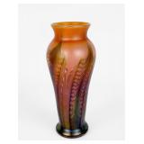 Lundberg Studios Pulled Feather Art Glass Vase