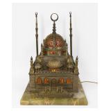 Antique Brass & Marble Model Mosque Lamp