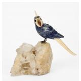Vintage Handcrafted Sodalite and Quartz Cockatoo