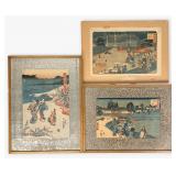 (3) Antique Japanese Woodblocks