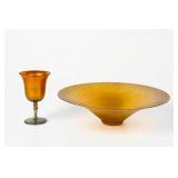 (2) Steuben Aurene Glass Pieces