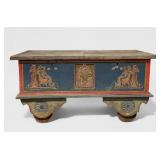 Antique Egyptian Wooden Chest on Wheels