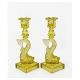 Pair of MMA "Dolphin" Uranium Glass...