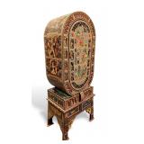 Small Egyptian Themed Inlaid & Painted Cabinet
