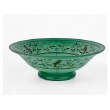 Czech Depression-Era Glass W/ Silver Bird Motif