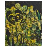 Tunde Odunlade Linocut on Rice Paper