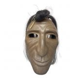 Inuit Serpentine Mask Sculpture with Applied Hair