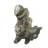 Important Inuit Whale Bone Sculpture - Mother and