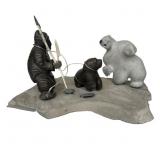 Moses Kamookak - Hunter with Dog and Bear - 2021 -