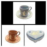 Set of 3 Wedgwood Jasperware Collectibles - Blue &