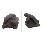 Signed Pair of Hand-Carved African-Style Tribal Sc