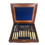 Antique English Silver Plated & Ivory-Handled Dess