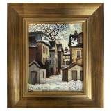 'Snowy Back Alley Scene, Montreal' - Original Oil