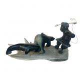 Simon Hiqiniq - Hunter + Bear + Whale on Antler Ba