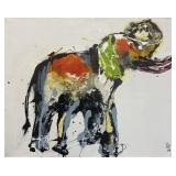 Qunce Zeng - Elephant, 49 in Wide x 39 in Tall, Ac