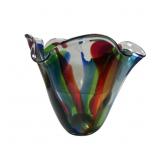 S. Rossi Signed Hand Blown Studio Art Glass Vase -